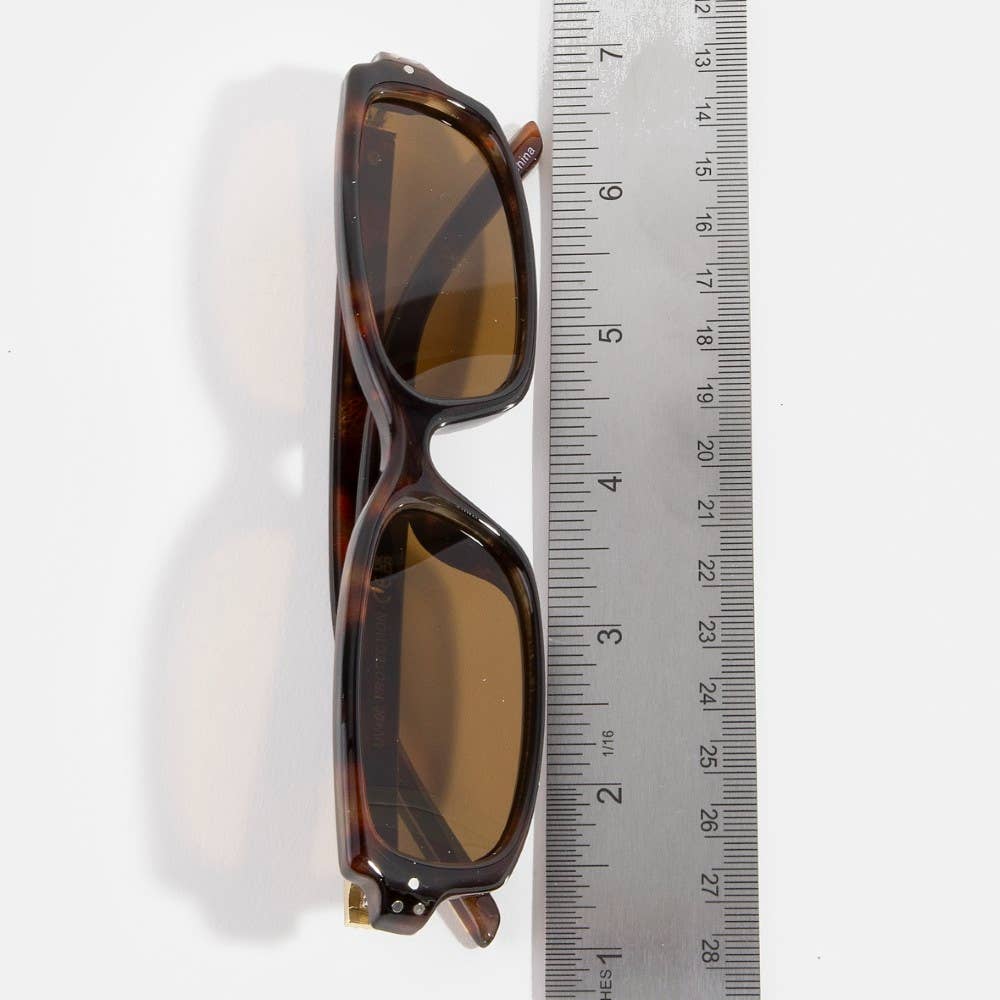 Slim Narrow Rectangle Triple Dot Detail Sunglasses
