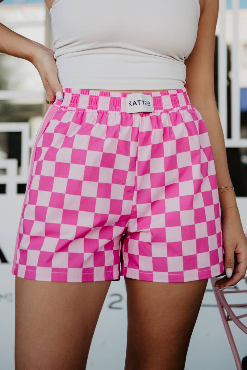 Hot Pink Checkered Boxer Shorts
