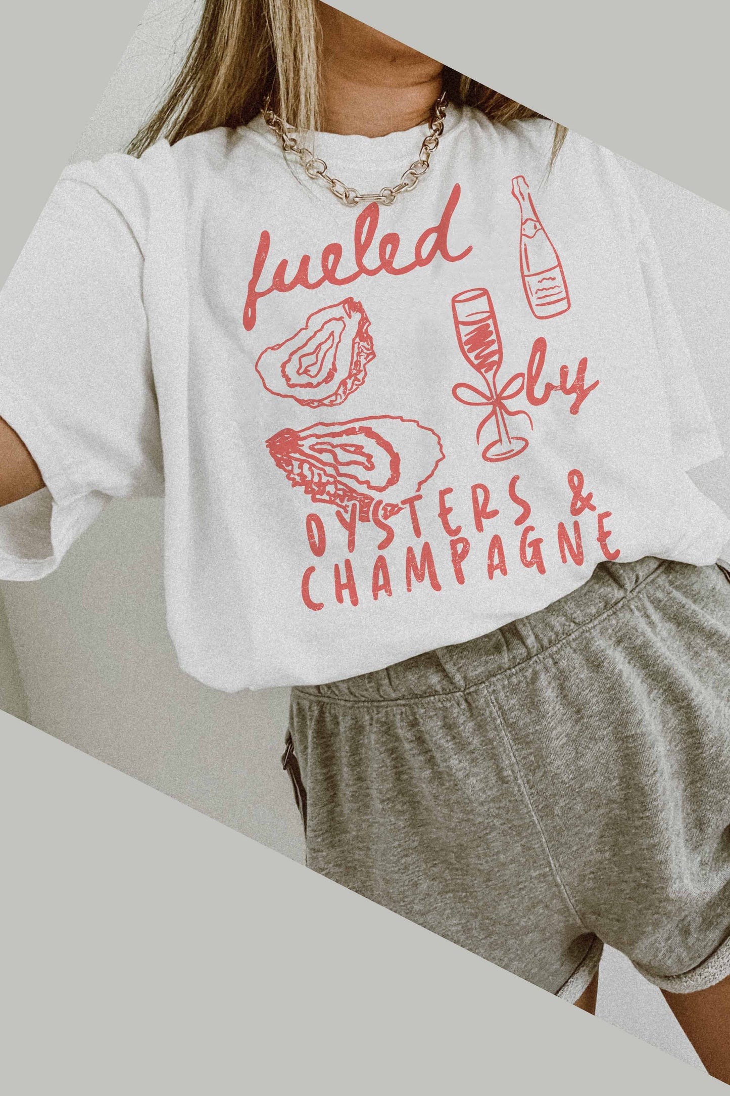 OYSTERS & CHAMPAGNE OVERSIZED TEE