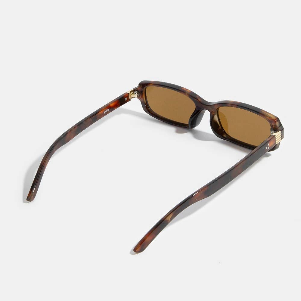 Slim Narrow Rectangle Triple Dot Detail Sunglasses