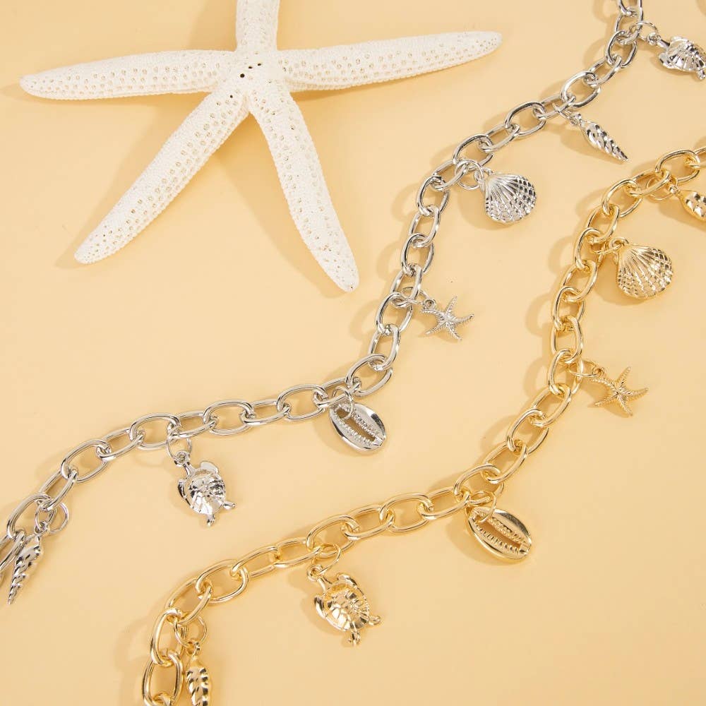 Assorted Sealife Charms Chain Belt